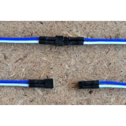 Connecteurs 2 broches pas de 1.27 mm câblés Bc/Bl (lot de 10)